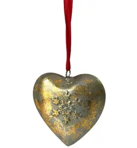 Metalen Zilver En Goud Sneeuwvlok Design Hart Hoge Kwaliteit Kerst Decoratie Opknoping Ornament