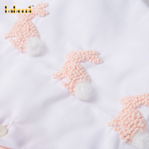 OEM ODM Mameluco para Bebés Niñas con Estampado de Conejo Francés, 100% Algodón Orgánico, Sin Mangas, Cierre de Botones, Venta al por Mayor BB2670 - Product Image 4