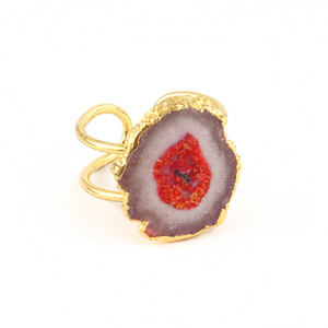 Bague unisexe en quartz solaire style bohème, fourniture en gros de diamants, quartz solaire naturel, double bande réglable, galvanoplastie de mariage - Product Image 3