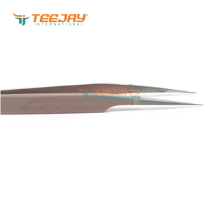 Pince à épiler TEEJAY Lady Angular pour extensions de cils, en acier inoxydable rose poudré, à pointe lisse, pour volume, nouvelle pince à cils 12 cm - Product Image 3