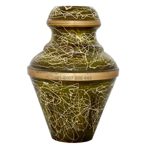 Handmade Customized Enameled Embossed Urn Brass Cremation Urns With Multiple Designs - Product Image 2