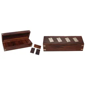 Juego de dominó antiguo de madera, juego de dominó antiguo de madera para jugar en interiores