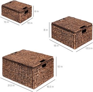 Ensemble de panier de rangement de jacinthe d'eau, accessoire naturel avec couvercles, vente en gros du Vietnam - Product Image 2