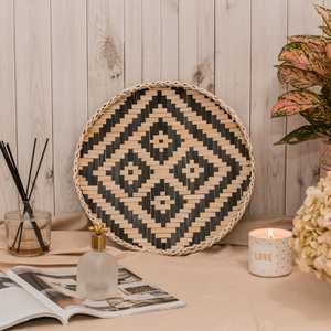 ถาดไม้ไผ่ดอกไม้กลมเสิร์ฟแผ่นทอตกแต่งบ้านวัสดุธรรมชาติคุณภาพสูงจากเวียดนาม - Product Image 5