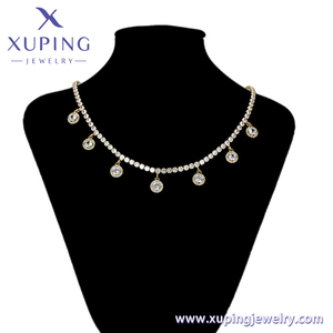 Collana-01384 Xuping in Ottone Dorato 14k con Zirconia Cubica, Collana Lunga a Catena per Donne e Ragazze - Product Image 2