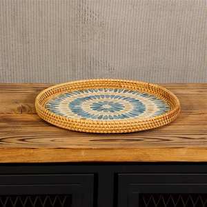<b>Rattan</b> Mosaic Serving Tray Mother of Pearl Tray in Vietnam Wholesale - Product Image 2