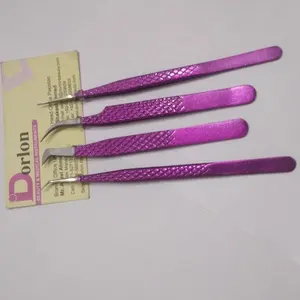 Roze Glitter Coated En Diamond Grip Wimper Extension Pincet Met Roze Glitter Kit