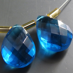 Tanzanite <b>Blue</b> Quartz Faceted Handmade Teardrop Earring Pair 14X10MM Glass <b>Bead</b> For Jewelry Making Wholesaler Supplies - Product Image 1