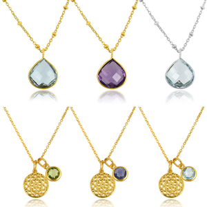 Classic 925 Sterling <b>Silver</b> Multi-Gemstone Pendant <b>Necklace</b> Gold Plated Ready Stock for Gift - Product Image 4