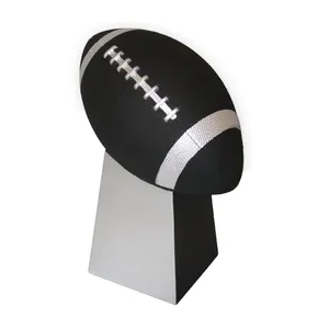 Cast Aluminum urn Black and silver finished American Football Sculpture urn with stand at low price funeral adult urn