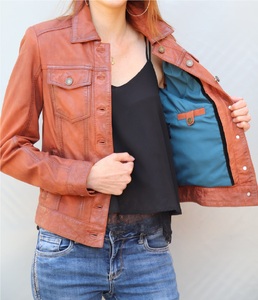 Chaqueta de piel de oveja para mujer, chaqueta de moda de color marrón informal con piel Original, nuevo diseño clásico, 2020 - Product Image 3
