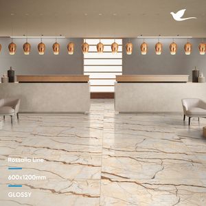 Azulejos Vitrificados Pulidos Antideslizantes con Acabado Brillante en Color Beige, Colección Glossy, 600x1200mm, de la India - Product Image 3