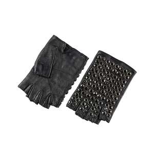 Gants de sport unisexes en cuir, style Punk, demi-doigt, gants de conduite, de travail, couleur: noir, taille: M, nouvelle collection - Product Image 4