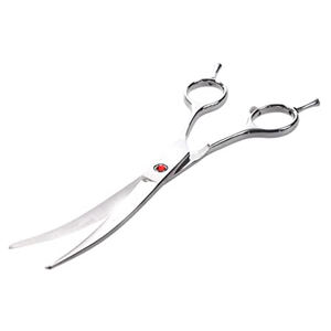Professional <b>Left</b> <b>Handed</b> Curved Pet Grooming <b>Scissors</b> Professional Shears Pet Using for Dogs & Cats Hair Cutting Pack Silver - Product Image 4
