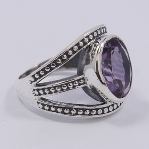 Thạch Anh Tím Cô Dâu Chú Rể Nhẫn Cưới Đính Hôn Đồ Trang Sức Quà Tặng Cho Phụ Nữ Và Cô Gái Cao Cấp Tuyệt Vời Hình Bầu Dục Cắt Màu Tím - Product Image 3