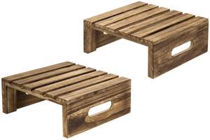 Rustic Brown Burnt Wood <b>Cake</b> Cupcake and Dessert Buffet Display Holder Riser <b>Stands</b> Set of 2 <b>for</b> <b>Sale</b> in Good Price - Product Image 4