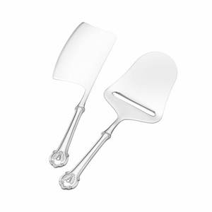 Juego de cuchillos para cortar mantequilla de queso de acero inoxidable con acabado plateado de diseño único, cubiertos de cocina con mango de madera - Product Image 1