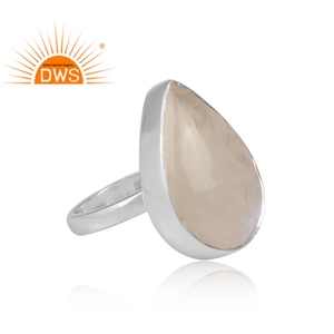Solid 925 Sterling Fine Silver <b>Ring</b> Jewelry Manufacturer Pear Cut Rainbow <b>Moon</b> Stone Gemstone <b>Ring</b> Jewelry - Product Image 3