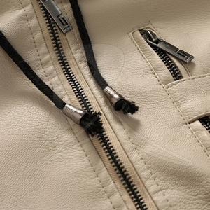 Veste en cuir décontractée slim de haute qualité pour homme, nouveau style, lavée, hiver, grande taille, fermeture éclair, rembourrage en coton - Product Image 6