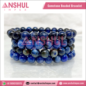 Direct Factory Sale Premium Quality Best Selling Blue Color Healing Kyanite Quartz Round <b>Gemstone</b> Hand Beaded <b>Bracelet</b> - Product Image 6