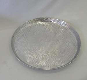 Aluminum Hammered Nickel Plated Gold Plated Shining Polish Modern Luxury Exclusive Fancy Food Safe Server Round Platter Server - Product Image 1