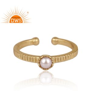 Anillo Apilable de Plata de Ley 925 Chapado en Oro con Perlas Naturales Hecho a Mano, Último Modelo 2026, para Mujer, Fabricante de Joyería - Product Image 2