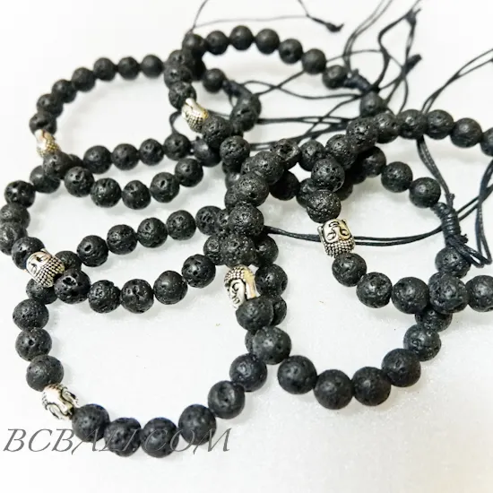 Bali Black Stone Larva with Budha Head Bracelets Tie Wholesale price Free Shipping 50 Pieces by Airfreght Door to Door Service