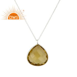Collier avec pendentif en pierre précieuse de citron et de topaze pour filles, bijoux de styliste, en argent Sterling 925 - Product Image 1