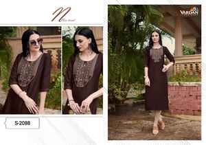 Kurtis de algodón para damas Ropa informal tradicional india con bordado Trabajo Simple y asequible - Product Image 3