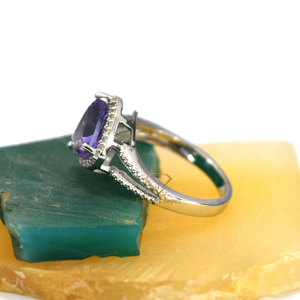 Bague en argent sterling 925 faite à la main avec pierre précieuse d'améthyste naturelle magnifique forme de trillion pour les mariages - Product Image 2