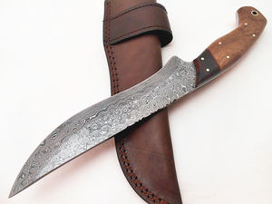 มีดพกพาทำจากเหล็กดามัสกัสเกรด DIY ปรับแต่งได้ด้ามจับไม้ใส่สบายทำด้วยมือ - Product Image 2