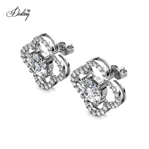 Bijoux en moissanite cultivée en laboratoire de formule innovante, boucles d'oreilles en argent sterling 925 en forme de trèfle à quatre feuilles, bijoux Destiny - Product Image 3