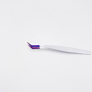 Pince à cils en acier inoxydable, perle blanche avec pointe Plasma violette, Extension de Volume, outils de soins de beauté CE ISO - Product Image 4