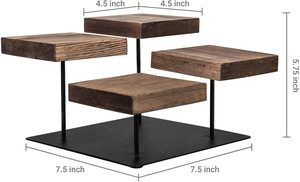 ไม้สีน้ำตาลแบบชนบท4ชั้นและขาตั้งแสดงเครื่องประดับโลหะสีดำ - Product Image 4