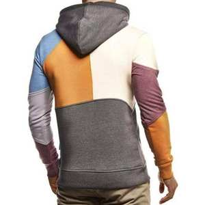 Mens Color Block Hoodie Sweatshirt Casual Pullover Tops Long Sleeve Hooded Tops - Product Image 6