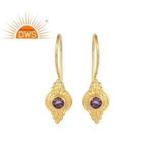 Plaqué or À La Main Crochet Boucles D'oreilles Fournisseur de 925 Argent Bijoux Nouvelle Arrivée Boucles D'oreilles En Améthyste Bijoux Grossiste - Product Image 1