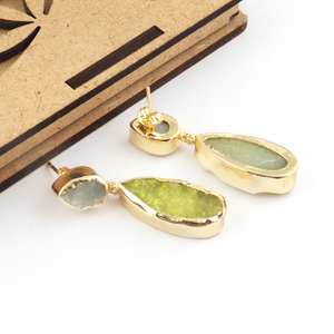 Pendiente de gota de azúcar natural, blanco y Prehnita, chapado en oro/plata, suministro de fábrica, gota colgante, novedad de 2021 - Product Image 4