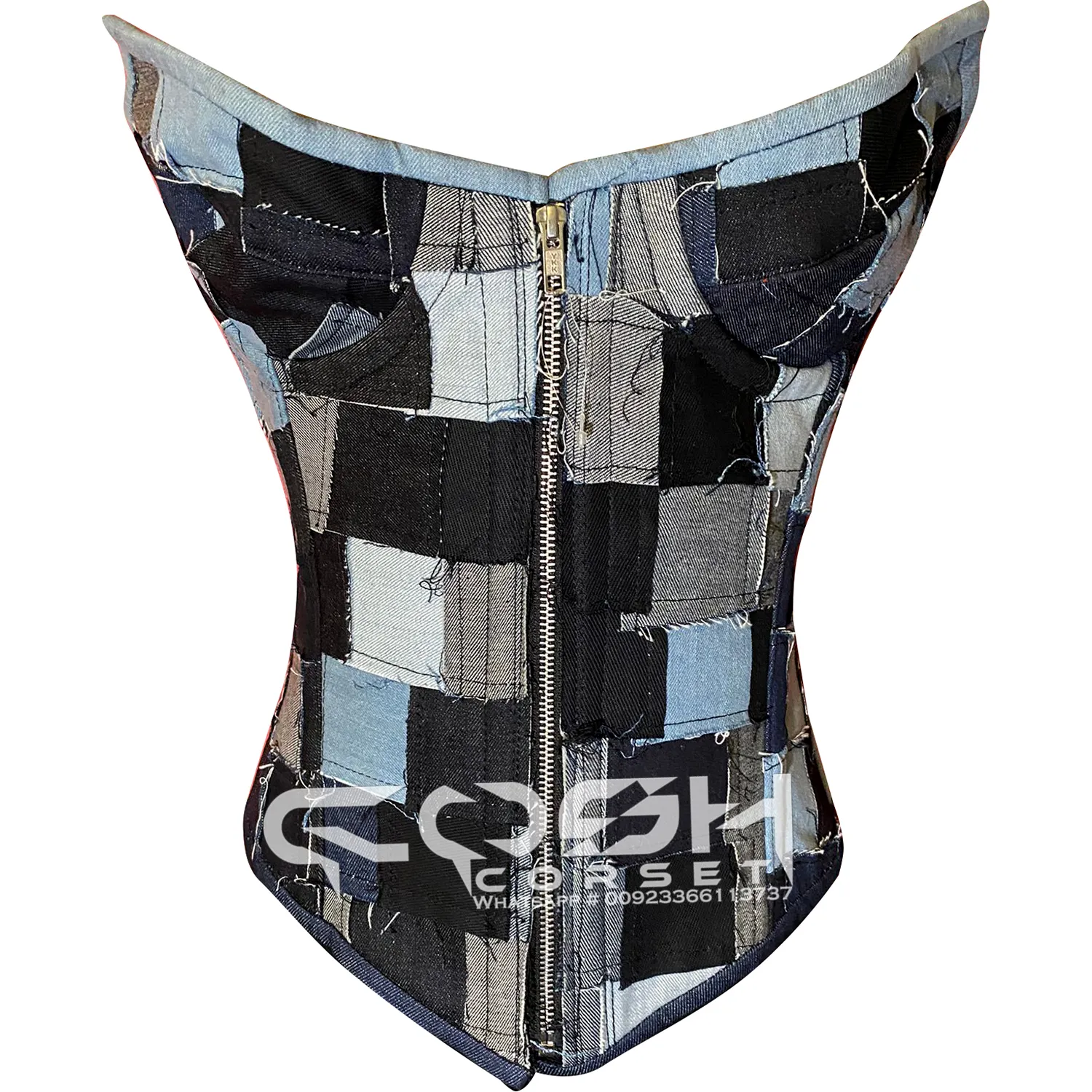 COSH CORSET Overbust Steel boned Taillen training Extrem kurvige Body Shaper Jeans Jeans Patches Work Fashion Outfit Korsett Bustier