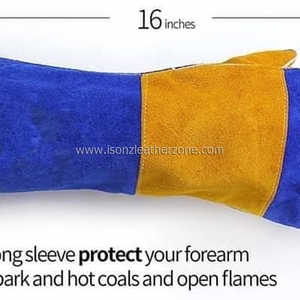 Gants de sécurité de luxe en cuir de vache fendu bleu à double paume Gants de soudage Tig - Product Image 4