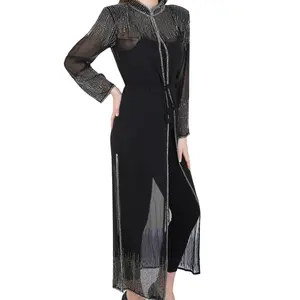 Casaco longo estilo abaya feminino, de dubai, novo casaco de manga longa com manga comprida, 1000 peças