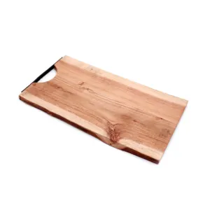 Planche à découper bois d'acacia, Mini planche à découper, avec manche en cuir, pour service de la viande/fromage/légumes en bois