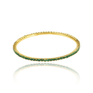 Elegante estilo Ins, brazalete de tenis de piedra doble esmeralda de Plata de Ley 925 chapado en oro para damas y niñas, joyería de regalo de boda - Product Image 3