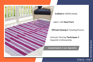 Alfombras tejidas de algodón 100% en forma de rectángulo de fabricante indio Alfombras y juegos bordados magenta a precio mayorista - Product Image 6