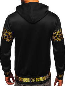 Sudadera con capucha y sudaderas con estampado negro y dorado personalizado para hombre Material de algodón de poliéster de invierno - Product Image 2