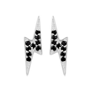 Pendientes de tuerca de iluminación de Plata de Ley 925 con diseño de perno de trueno con piedras preciosas de ónix negro Natural para mujer, joyería fina de última moda - Product Image 1