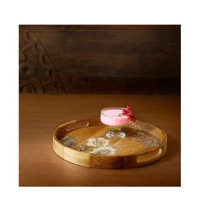 Plateau de service arrondi en acier inoxydable, décoration intérieure pour fête, mariage et maison, service de boisson - Product Image 1