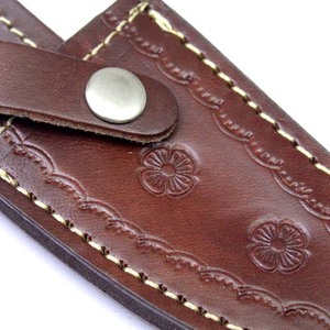 Top Hot Selling Factory OEM Product Rich Grain Leather Handmade Stamped Contrast Shaded Leather Sheath for Fixed Blade Knives - Product Image 3
