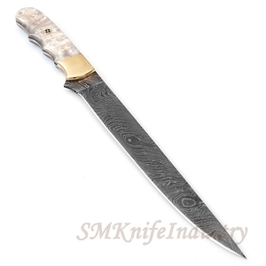 New Style Custom Hand Forged Damascus Fillet knife With leather Sheath cover (smk1648) - Product Image 2