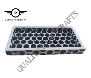 Hot Selling <b>Diy</b> Epoxy Resin River Mango Wood Serving Tray Metal Handle 35x23x3 CM Natural Finish Hotels Restaurant Tray - Product Image 6