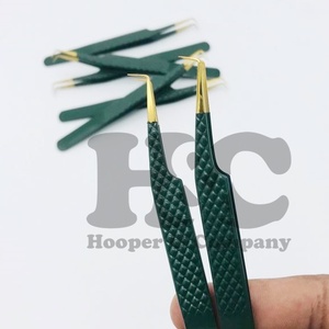 Pince à épiler personnalisée avec logo en vison Pince à épiler en acier inoxydable de haute qualité Pointe volumineuse en or vert Emballage durable - Product Image 6